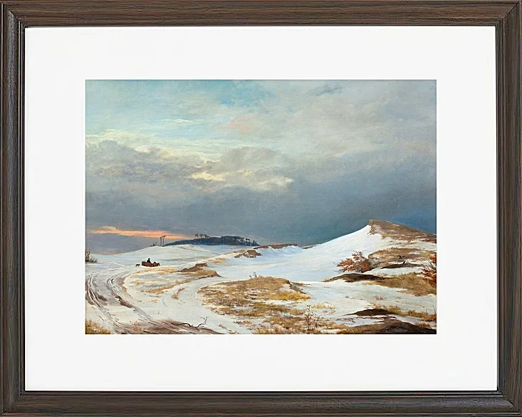 Johan Lundbye – Winterlandschaft mit Nordsee ländlichem Charakter 1841 | Giclée Kunstdruck gerahmt