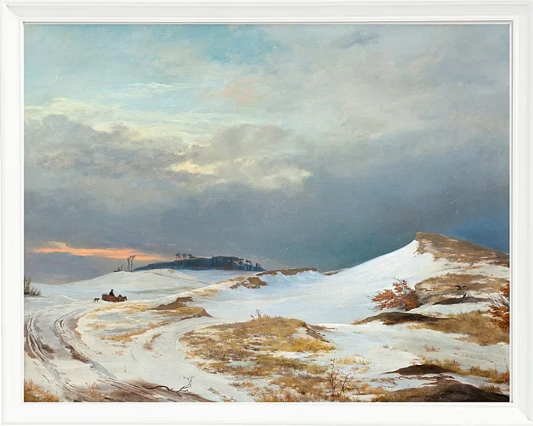 Johan Lundbye – Winterlandschaft mit Nordsee ländlichem Charakter 1841 | Giclée Kunstdruck gerahmt
