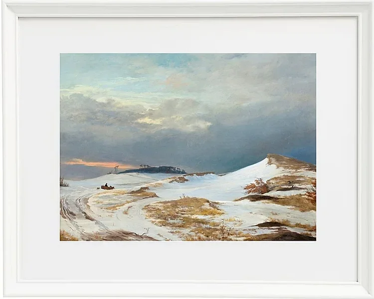 Johan Lundbye – Winterlandschaft mit Nordsee ländlichem Charakter 1841 | Giclée Kunstdruck gerahmt
