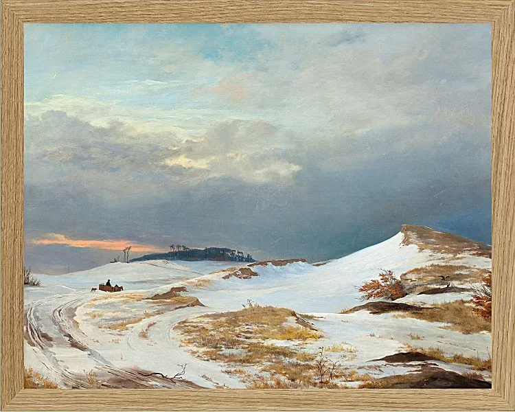 Johan Lundbye – Winterlandschaft mit Nordsee ländlichem Charakter 1841 | Giclée Kunstdruck gerahmt