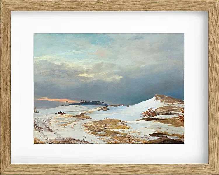 Johan Lundbye – Winterlandschaft mit Nordsee ländlichem Charakter 1841 | Giclée Kunstdruck gerahmt