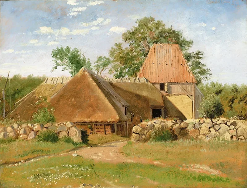 Johan Lundbye – Ziegelei in Asnæs 1847 | Giclée Kunstdruck gerahmt