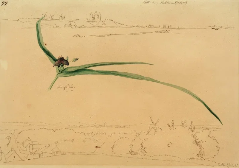 Johan T. Lundbye | Udsigt over Kalundborg - 1847 | Indrammet kunsttryk | Danmarks Guldalder | formida