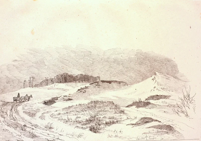 Johan T. Lundbye | Vinterlandskab i nordsjællandsk - 1841 | Indrammet kunsttryk | Danmarks Guldalder | formida