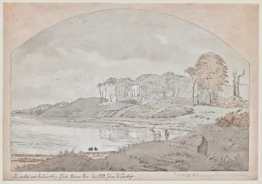 Johan T. Lundbye | Asnæs Skov, Bay at Kalundborg Fjord - 1839 | Indrammet kunsttryk | Danmarks Guldalder | formida