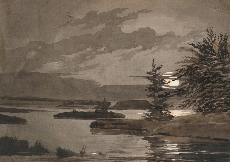Johan T. Lundbye | Udsigt fra Auderød til Sonnerup - 1837 | Indrammet kunsttryk | Danmarks Guldalder | formida