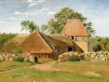 Johan T. Lundbye | Ziegelei in Asnæs – 1847 | Gerahmter Kunstdruck | Goldenes Zeitalter Dänemark | formida