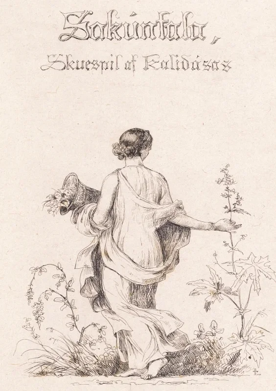 Johan T. Lundbye | Blomstersamlerske - 1844 | Indrammet kunsttryk | Danmarks Guldalder | formida