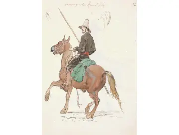 Johan T. Lundbye | Campagnol zu Pferd - 1846 | Gerahmter Kunstdruck | Goldenes Zeitalter Dänemark | formida