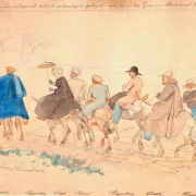 Johan T. Lundbye | Danske rejsende på udflugt - 1845 | Indrammet kunsttryk | Danmarks Guldalder | formida