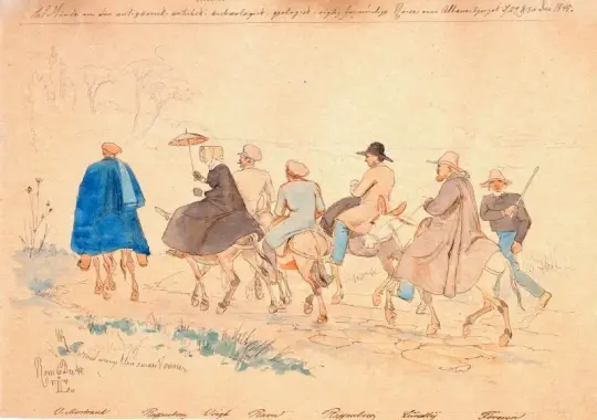 Johan T. Lundbye | Danske rejsende på udflugt - 1845 | Indrammet kunsttryk | Danmarks Guldalder | formida
