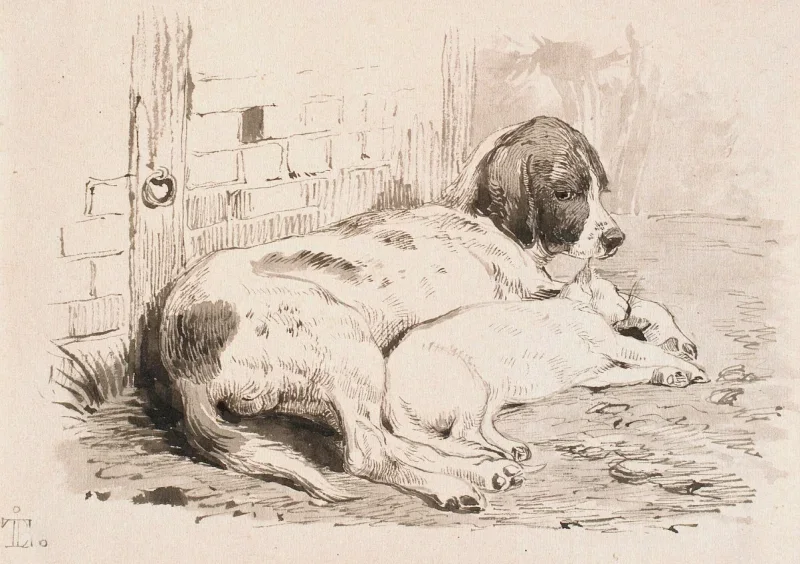 Johan T. Lundbye | De to venner - 1843 | Indrammet kunsttryk | Danmarks Guldalder | formida