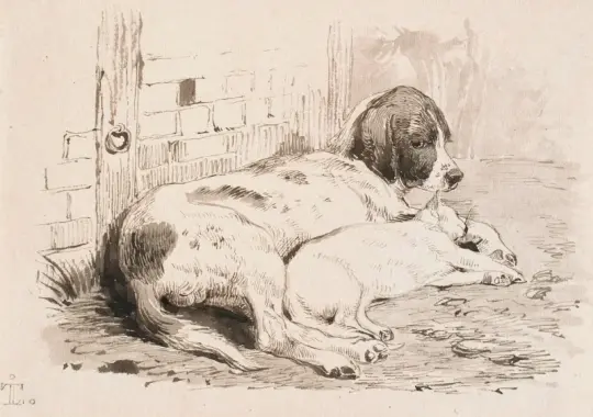 Johan T. Lundbye | Die zwei Freunde - 1843 | Gerahmter Kunstdruck | Goldenes Zeitalter Dänemark | formida