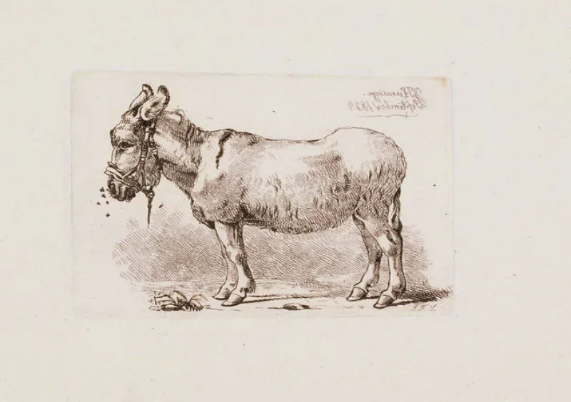 Johan T. Lundbye | Et æsel plaget af fluer - 1834 | Indrammet kunsttryk | Danmarks Guldalder | formida