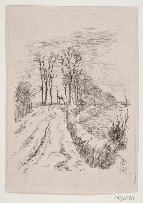 Johan T. Lundbye | Allé nær Vallø - 1845 | Indrammet kunsttryk | Danmarks Guldalder | formida