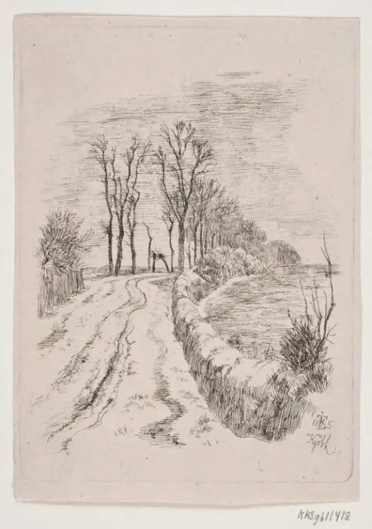 Johan T. Lundbye | Allee bei Vallø - 1845 | Gerahmter Kunstdruck | Goldenes Zeitalter Dänemark | formida