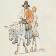 Johan T. Lundbye | Ein italienischer Bauer mit seinem Sohn - 1846 | Gerahmter Kunstdruck | Goldenes Zeitalter Dänemark | formida