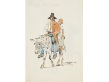 Johan T. Lundbye | Ein italienischer Bauer mit seinem Sohn - 1846 | Gerahmter Kunstdruck | Goldenes Zeitalter Dänemark | formida