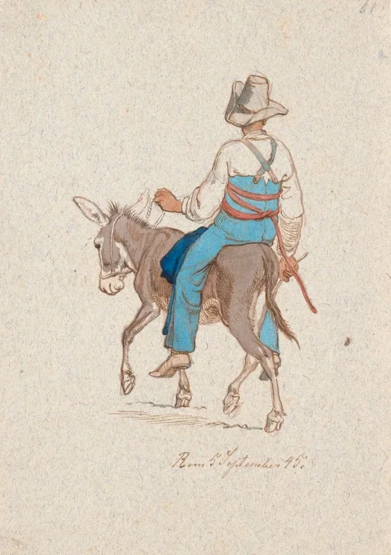 Johan T. Lundbye | Æselrytter set lidt bagfra - 1845 | Indrammet kunsttryk | Danmarks Guldalder | formida