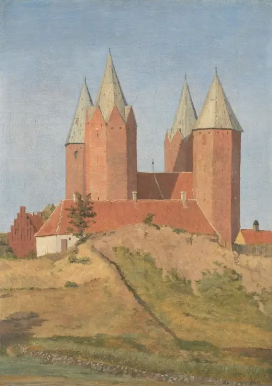 Johan T. Lundbye | Kalundborg Kirke - 1837 | Indrammet kunsttryk | Danmarks Guldalder | formida
