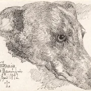 Johan T. Lundbye | Hundehoved - 1842 | Indrammet kunsttryk | Danmarks Guldalder | formida