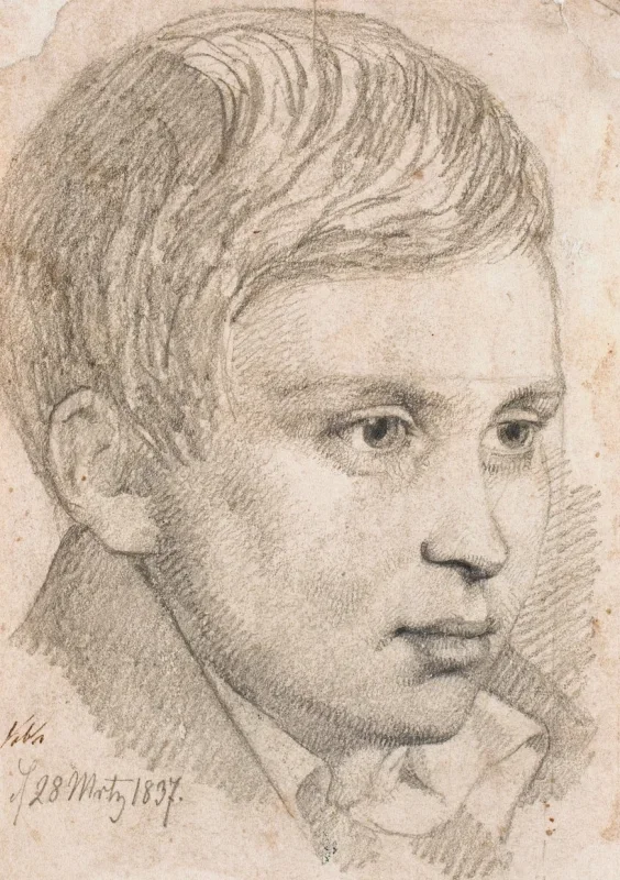 Johan T. Lundbye | Drengehoved - 1837 | Indrammet kunsttryk | Danmarks Guldalder | formida