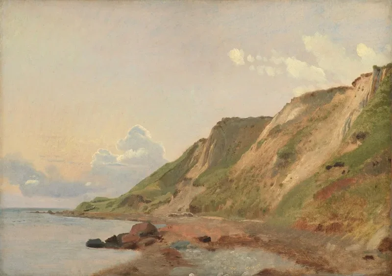 Johan T. Lundbye | Klippen an der Südküste von Refsnæs - 1847 | Gerahmter Kunstdruck | Goldenes Zeitalter Dänemark | formida