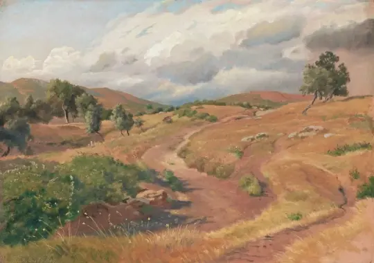 Johan T. Lundbye | Landskab nær Tivoli, Italien - 1845 | Indrammet kunsttryk | Danmarks Guldalder | formida