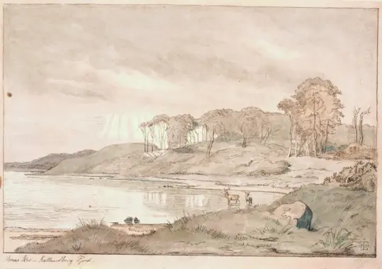 Johan T. Lundbye | Landskab - 1839 | Indrammet kunsttryk | Danmarks Guldalder | formida