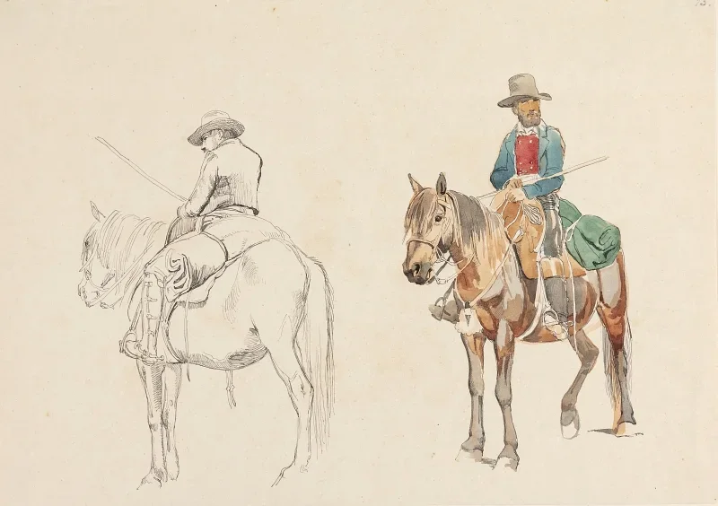 Johan T. Lundbye | Campagnol til hest - 1845 | Indrammet kunsttryk | Danmarks Guldalder | formida