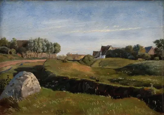 Johan T. Lundbye | Landskab nær Vejby - 1843 | Indrammet kunsttryk | Danmarks Guldalder | formida