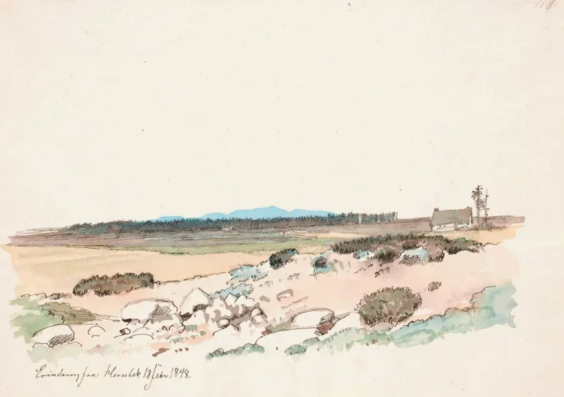 Johan T. Lundbye | Landskab af Hornbæk - 1848 | Indrammet kunsttryk | Danmarks Guldalder | formida