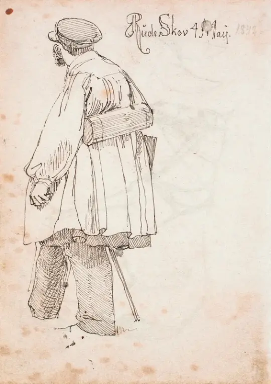 Johan T. Lundbye | PC Skovgaard med botaniserkasse - 1842 | Indrammet kunsttryk | Danmarks Guldalder | formida