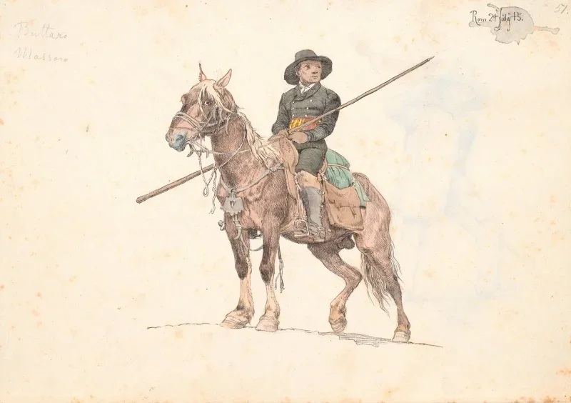 Johan T. Lundbye | Riding Campagnol - 1845 | Indrammet kunsttryk | Danmarks Guldalder | formida