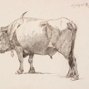Johan T. Lundbye | Romersk tyr med klokke - 1845 | Indrammet kunsttryk | Danmarks Guldalder | formida