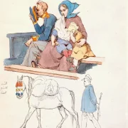 Johan T. Lundbye | Soldat und Ehefrau mit zwei Kindern - 1845 | Gerahmter Kunstdruck | Goldenes Zeitalter Dänemark | formida