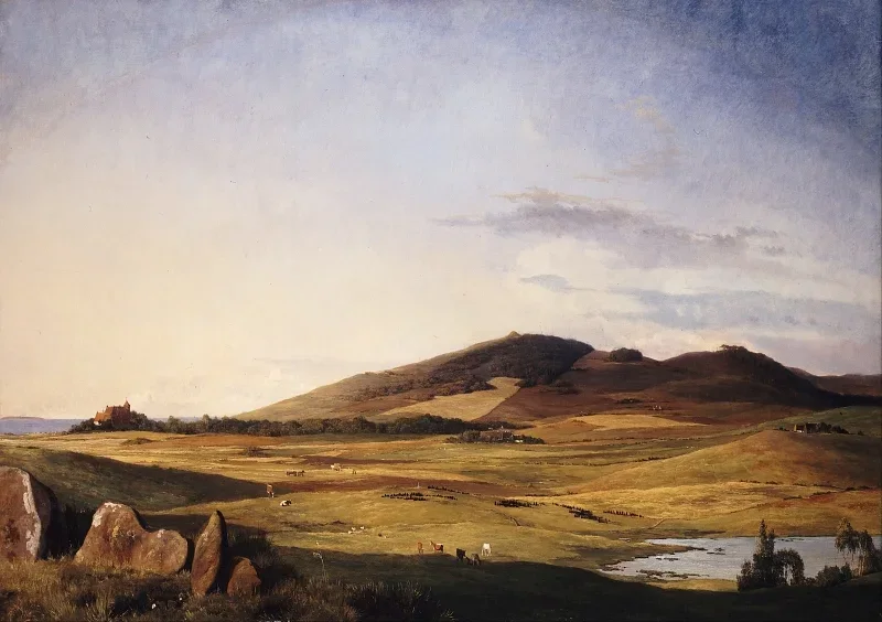 Johan T. Lundbye | Seeländische Landschaft - 1840 | Gerahmter Kunstdruck | Goldenes Zeitalter Dänemark | formida