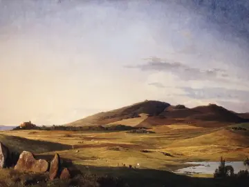 Johan T. Lundbye | Seeländische Landschaft - 1840 | Gerahmter Kunstdruck | Goldenes Zeitalter Dänemark | formida