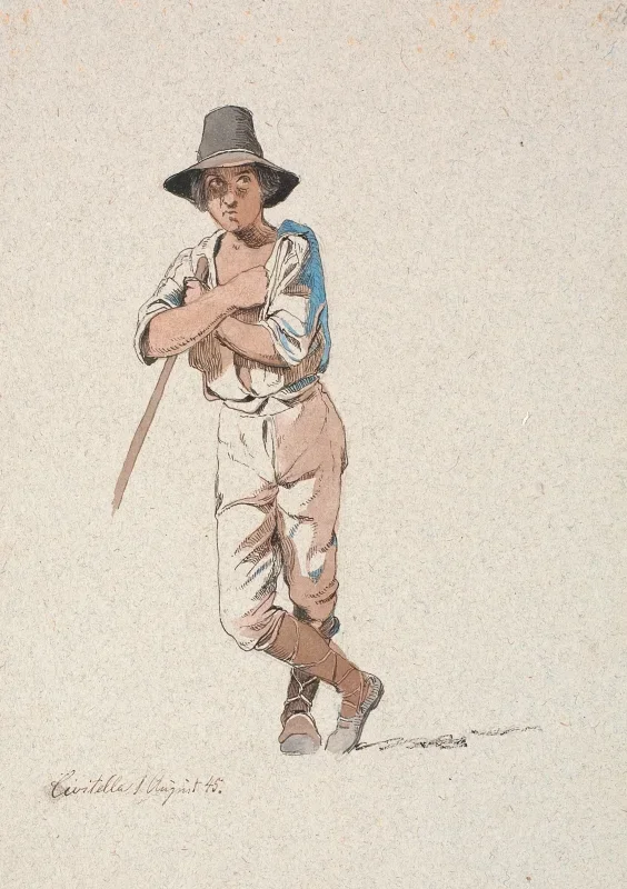 Johan T. Lundbye | Stående hyrdedreng - 1845 | Indrammet kunsttryk | Danmarks Guldalder | formida
