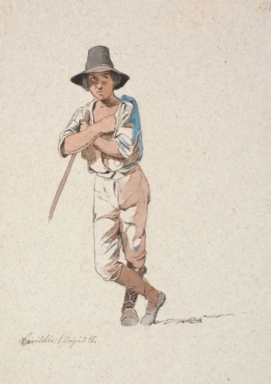 Johan T. Lundbye | Stående hyrdedreng - 1845 | Indrammet kunsttryk | Danmarks Guldalder | formida