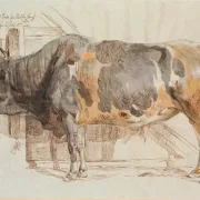 Johan T. Lundbye | Stående tyr i sin boks - 1844 | Indrammet kunsttryk | Danmarks Guldalder | formida