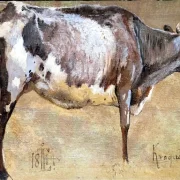 Johan T. Lundbye | Studie af en ko - 1844 | Indrammet kunsttryk | Danmarks Guldalder | formida