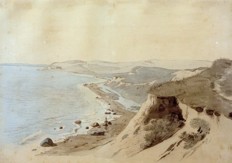 Johan T. Lundbye | Sydsiden af ​​Refsnæs-halvøen - 1843 | Indrammet kunsttryk | Danmarks Guldalder | formida