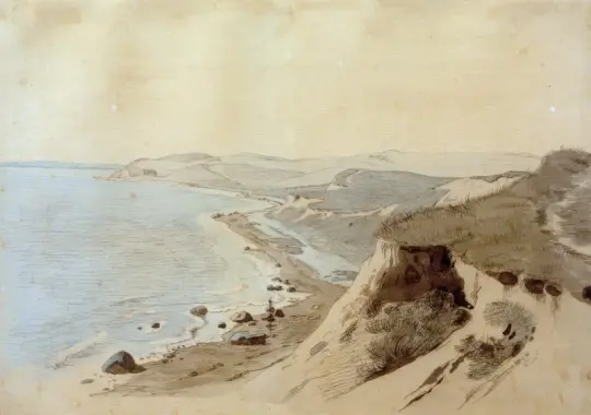 Johan T. Lundbye | Sydsiden af ​​Refsnæs-halvøen - 1843 | Indrammet kunsttryk | Danmarks Guldalder | formida