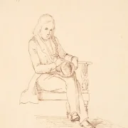 Johan T. Lundbye | Thorvaldsen siddende i en sofa - 1844 | Indrammet kunsttryk | Danmarks Guldalder | formida