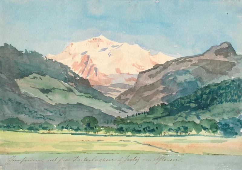 Johan T. Lundbye | Alpenlandschaft - 1845 | Gerahmter Kunstdruck | Goldenes Zeitalter Dänemark | formida