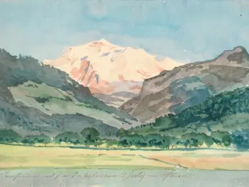 Johan T. Lundbye | Alpenlandschaft - 1845 | Gerahmter Kunstdruck | Goldenes Zeitalter Dänemark | formida