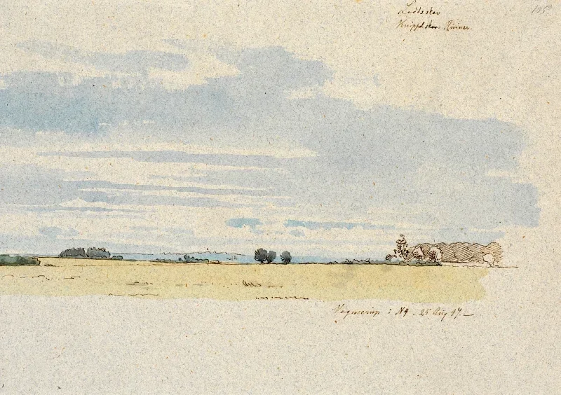 Johan T. Lundbye | Blick über Felder in Richtung Wald – 1847 | Gerahmter Kunstdruck | Goldenes Zeitalter Dänemark | formida