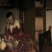 Johannes Vermeer | Schlafendes Mädchen - 1657 | Giclée Kunstdruck gerahmt