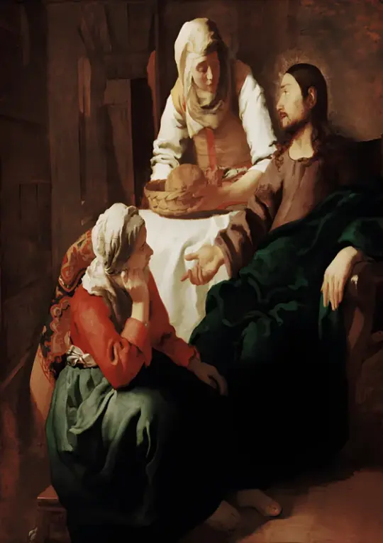Johannes Vermeer | Christus im Hause von Martha und Maria - 1654 | Giclée Kunstdruck gerahmt
